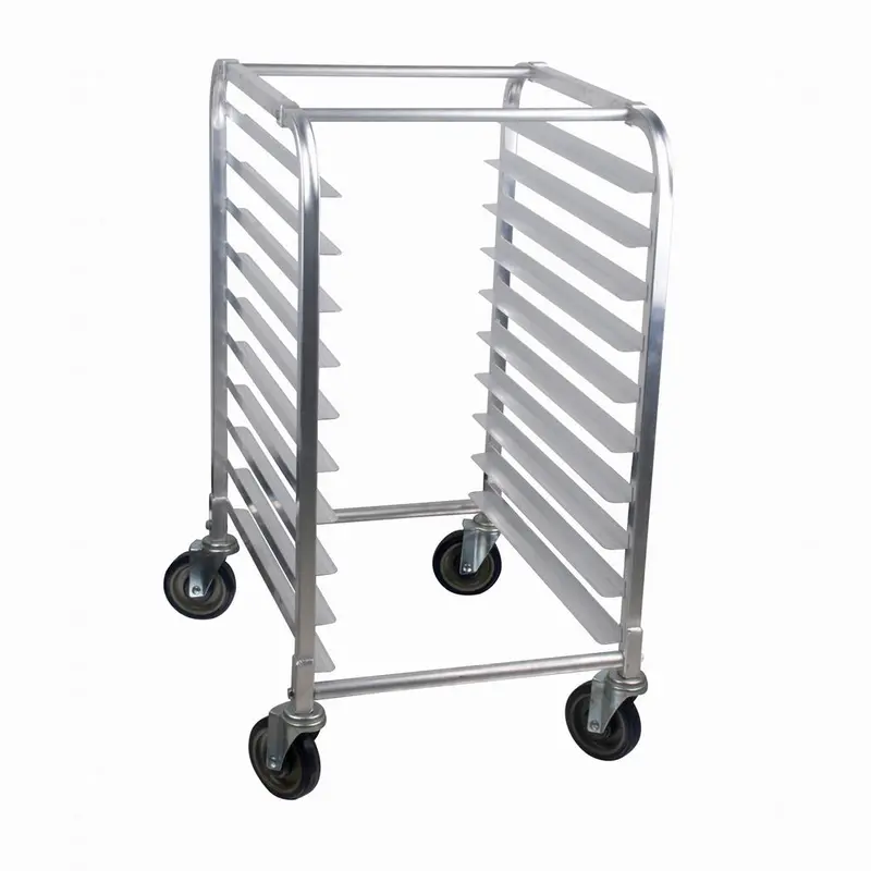Omcan Mobile Steam Table Pan Rack, 10 Slides, Curved Top, Aluminum 48013 1