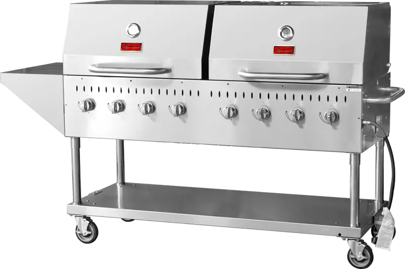 Omcan Stainless Steel Propane Outdoor Bbq Grill, 8 Burners 47353 1