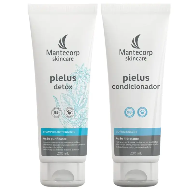 Pielus Conditioner + Detox Shampoo Hair Kit 2X 200Ml Mantecorp 1