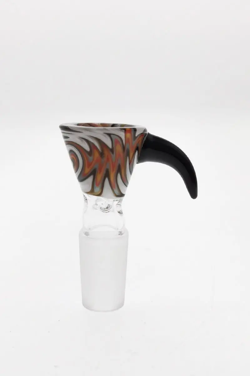 Pinched Screen Bong Slide Bowl Piece W/ Wigwag & Horn Handle 1
