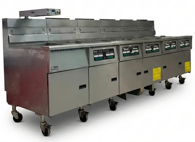 Pitco 118" Natural Gas Fryer With Solstice Bread And Batter Cabinet Fry Dump Station Used For02398 1