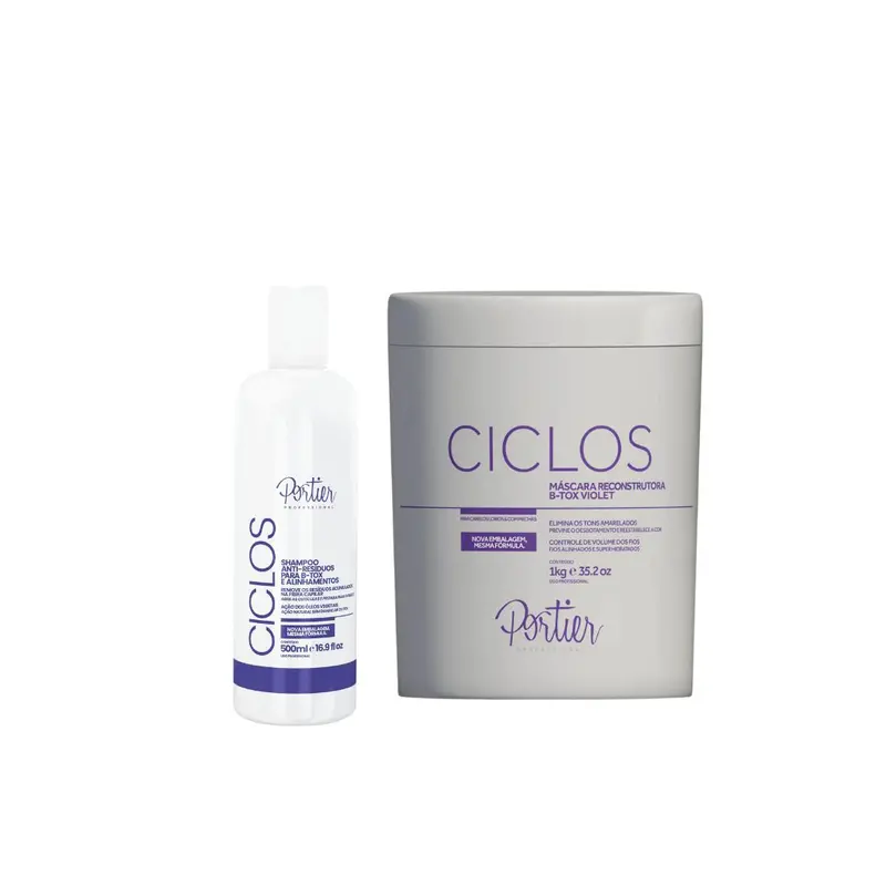 Portier Ciclos Violet Deep Hair Mask Volume Control + Anti Residues Shampoo Kit 1