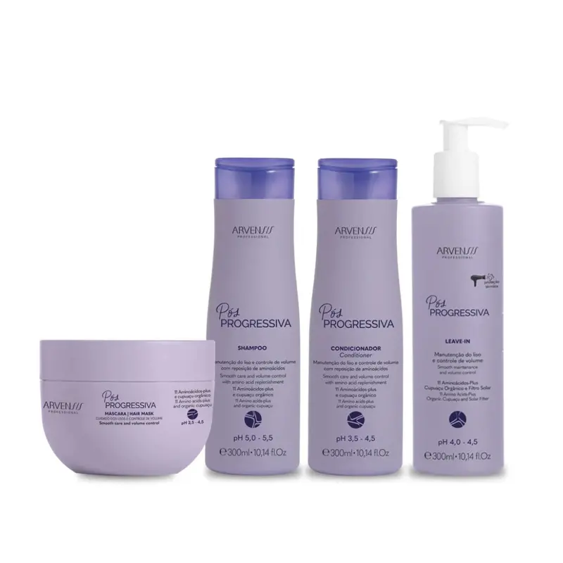 Post Progressive Straightening Vegan Hair Treatment Kit 4 Itens - Arvensis 1