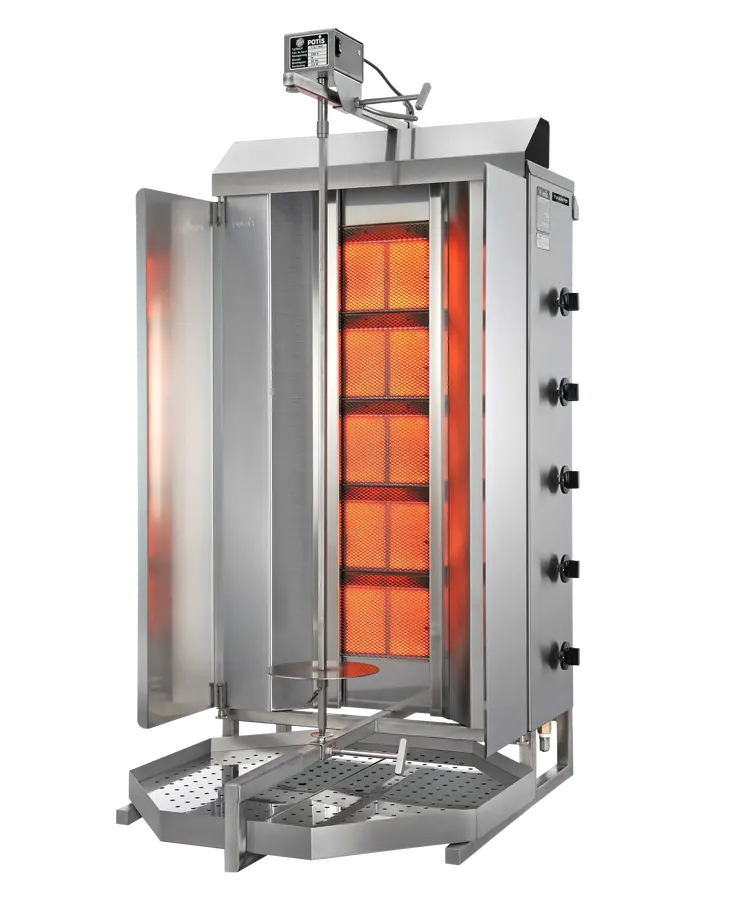 Potis Mu Gd5 120 Kg Natural Gas Vertical Broiler / Shawarma Machine With 5 Burners | Trento – 47,500 Btu 49162 1