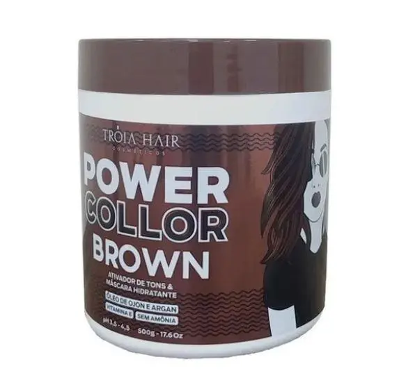 Power Collor Activator Brown Tinting Argan Ojon Vitamin E Mask 500G - Troia Hair 1