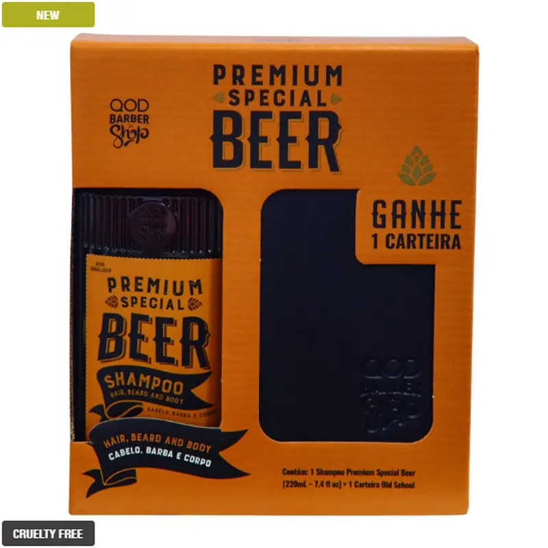 Premium Beer Shampoo 220Ml + Wallet Barber Hair Care Men's Treatment - Qod 1
