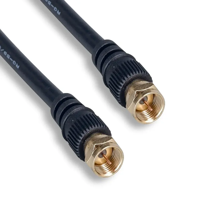 Premium F-Type Screw-On Rg59 Cable Black Gold Plated 1