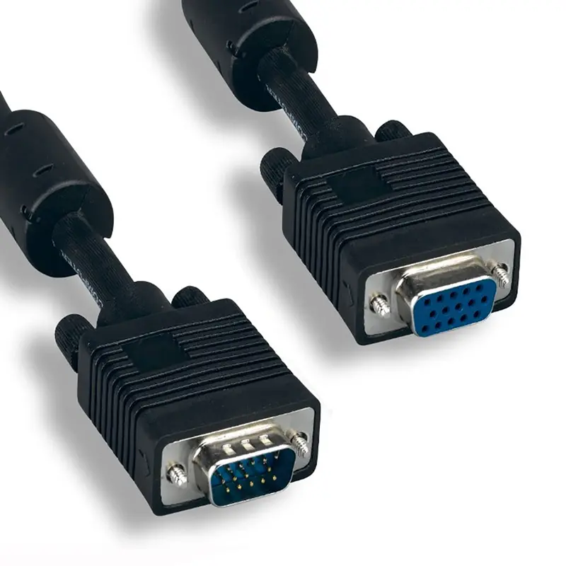 Premium Hd15 Svga Monitor Cable W/Ferrites Male To Female Black 1
