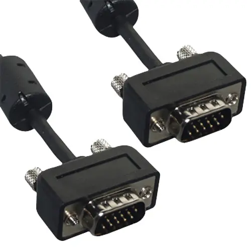 Premium Slim Svga Monitor Cable W/Ferrite Male To Male Black 1