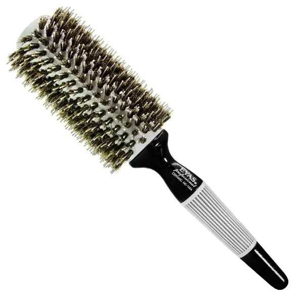 Professional Ceramic Wooden Natural / Nylon Bristles Hair Brush Mc 604 - Evas 1