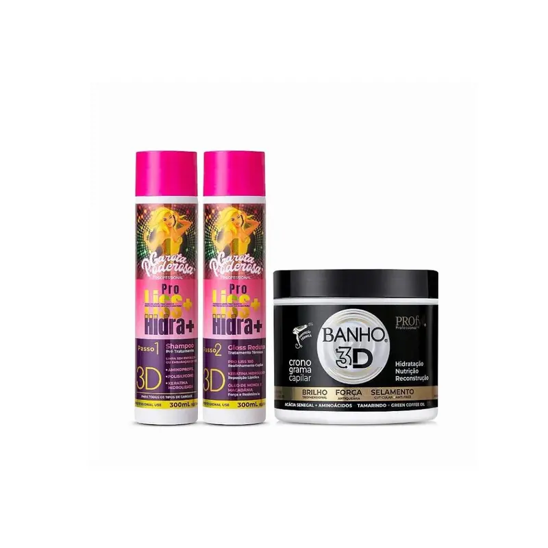 Proliss Progressive Brush Hair Reducer Garota Poderosa + 3D Bath Mask Kit 1