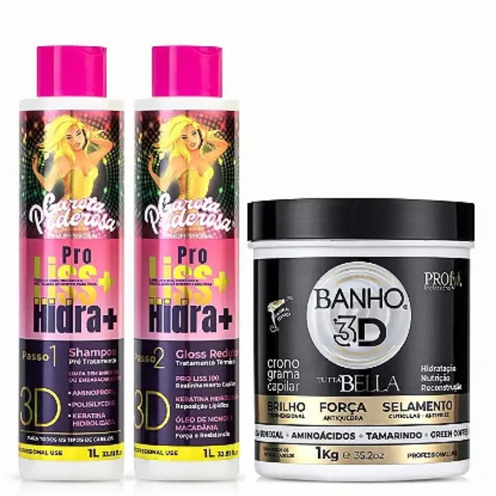 Proliss Progressive Brush Hair Reducer Garota Poderosa + Hydration 3D Bath Mask Kit 1