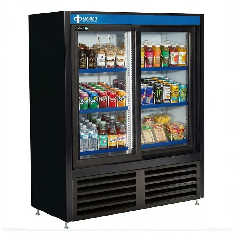 Qbd 48" Double Glass Slide Door Cooler Pass Thru 15.29 Cu.Ft. Cd4148cpt-Hc 1