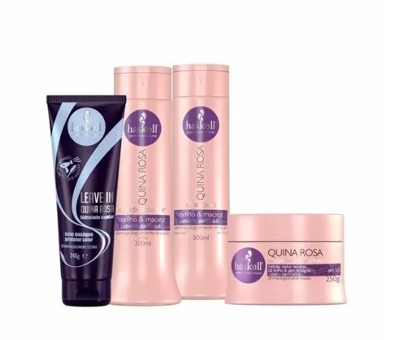 Quina Rosa Shine Softness Hydration Damaged Hair Treatment Kit 4 Prod. - Haskell 1