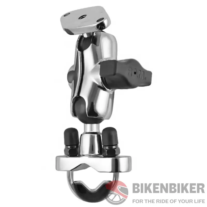 Ram Mounts Chrome Handlebar Rail Mount - Short Arm + U-Bolt Base 1