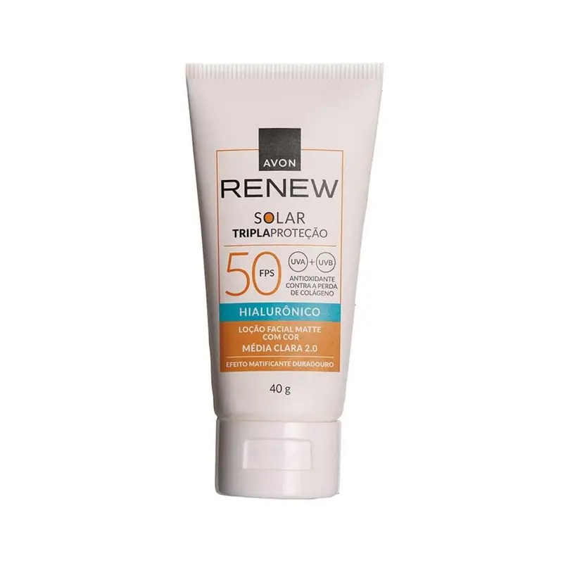 Renew Facial Sunscreen Spf50 Medium Light Matte Skin Care 40G Avon 1