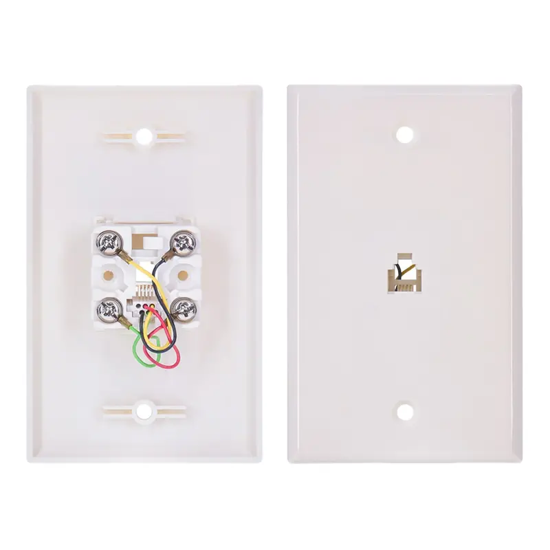 Rj11 Modular Single Port Wall Plate White, Smooth Face 1