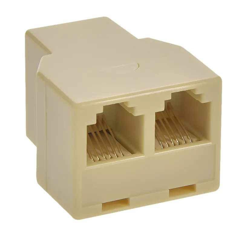 Rj12 1Jack/2Jack T Adapter, Straight Beige 1