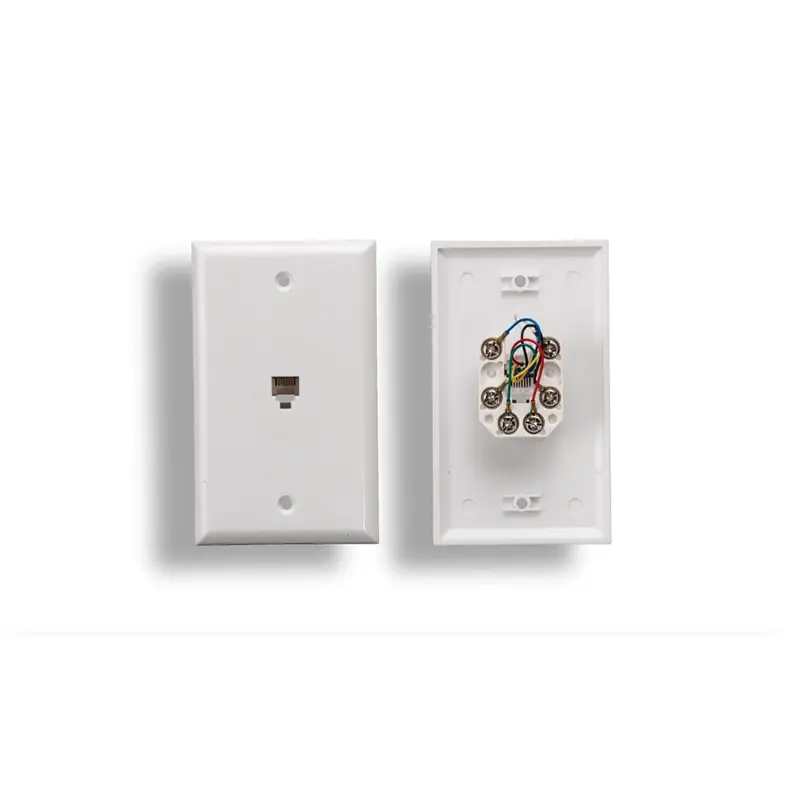 Rj12 Modular Single Port Wall Plate White, Smooth Face 1