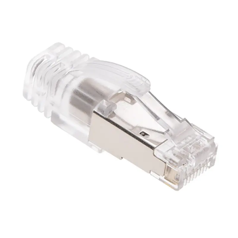 Rj45 Cat8 Shielded Plug 50Micron 3Prong With Clear Boot 20Pk 1