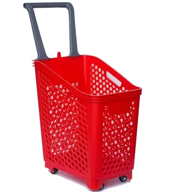 Rolling Shopping Basket With 4 Wheels & Handle Yd-052 1