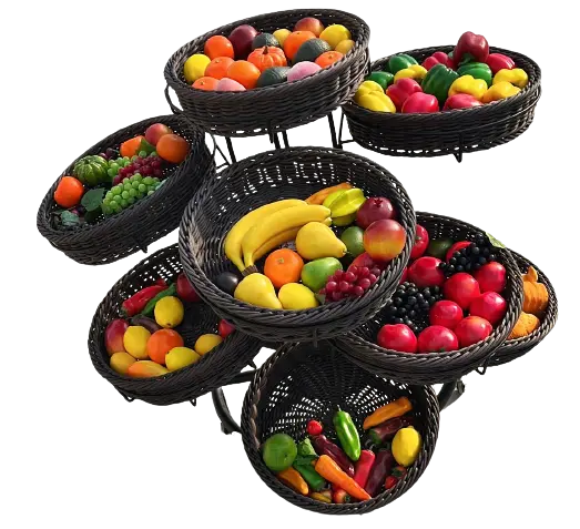 Round Plastic Rattan Basket With Display Shelf Hbr-3057 1