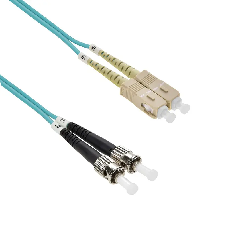 Sc/Upc-St/Upc 10Gb 50/125 Om3 Multimode Duplex Fiber Optic Patch Cable Aqua 1