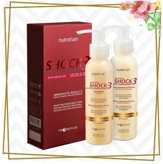 Shock3 Immediate Reconstruction Nourishing Argan Keratin 2X120ml - Nutrahair 1