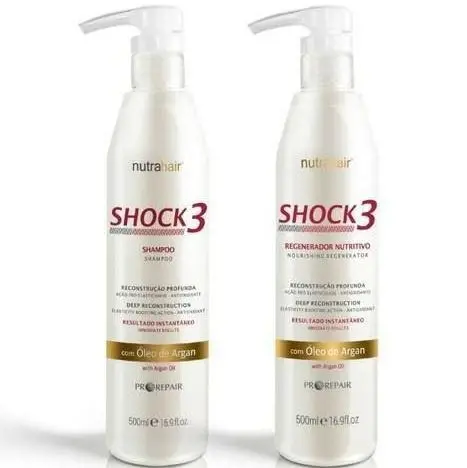 Shock3 Immediate Reconstruction Nourishing Argan Keratin 2X500ml - Nutrahair 1