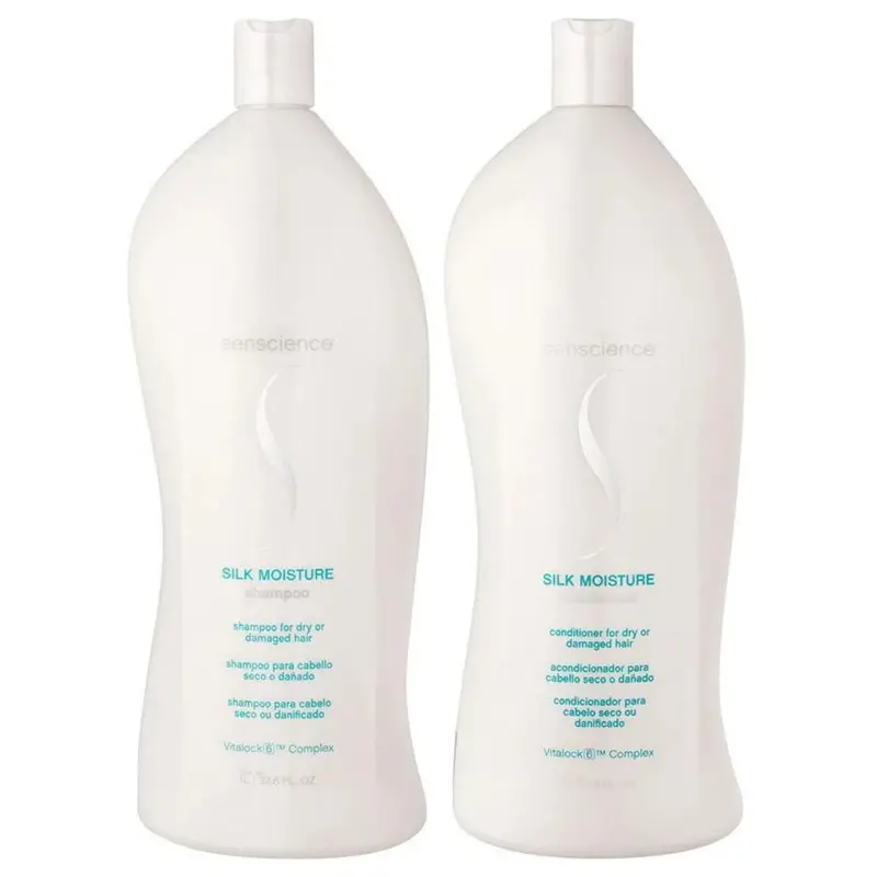 Silk Moisture Dry Damaged Hair Shampoo + Conditioner Kit 2X 1L Senscience 1