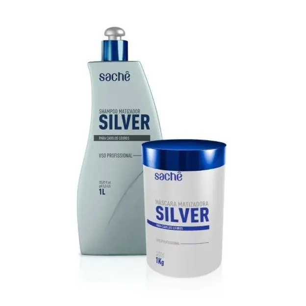 Silver Blond Hair Platinum Tinting Color Maintenance Treatment Kit 2X1 - Sachê 1