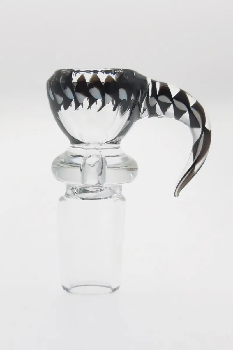 Single Hole Bong Slide Bowl Piece W/ Twised Horn Handle (18Mm Male) 1