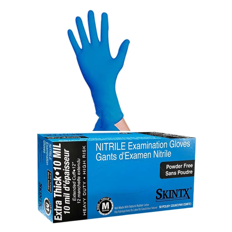 Skintx 10 Mil 12" Nitrile Exam Powder-Free Gloves 50/Bx 10-Boxes/Case 500Pcs 1