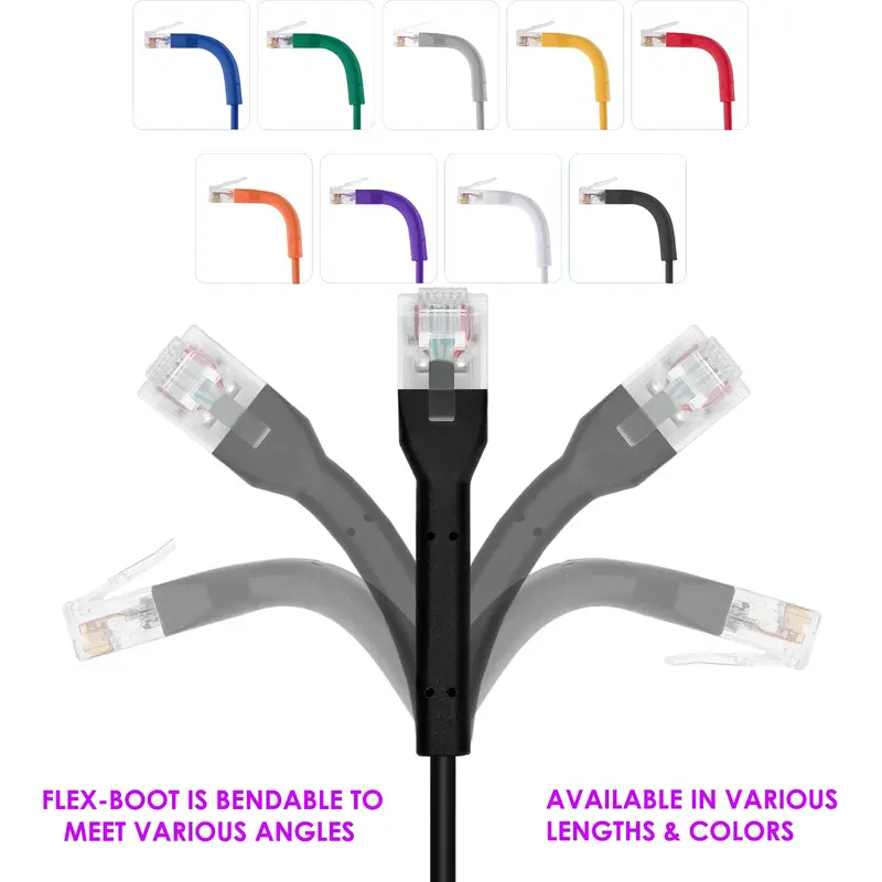 Slim Cat6a Rj45 Utp 28Awg Bendable Ethernet Patch Cable (0.5Ft - 7Ft) 1