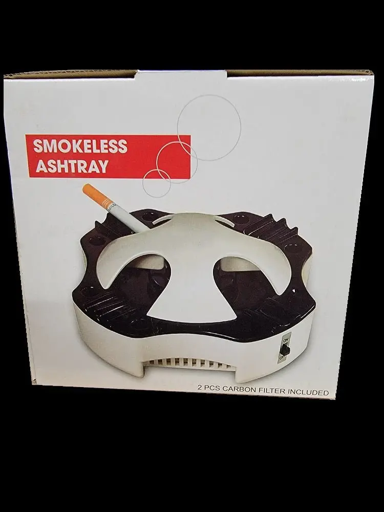 Smokeless Ashtray - W/Automatic Extinguish Hole And Fan - 5.5" X 5.5" X 2.5" 1