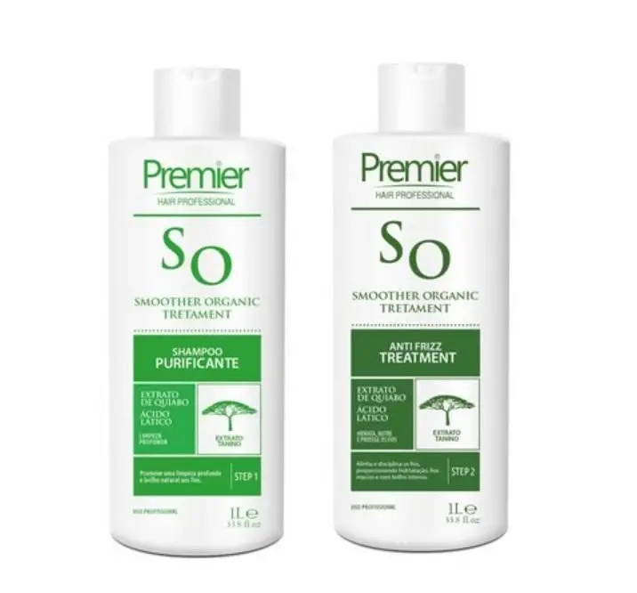 Smoother Organic Anti Frizz Okra Lactic Acid Treatment Kit 2X1l - Premier Hair 1