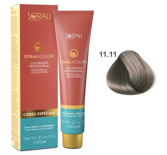 Sorali Professional Hair Dye Tinting Intense Grey Coloring Cream Gloss Effect 11.11 60G 1
