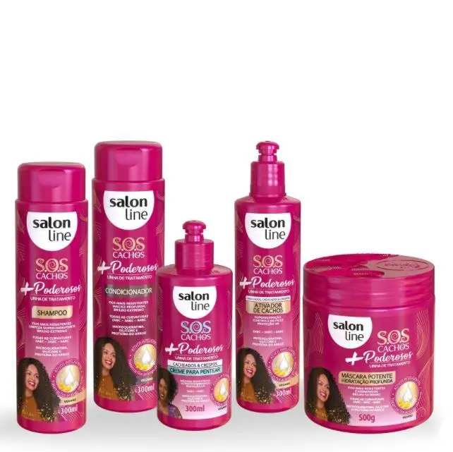 Sos Curls Powerful Vegan Wavy Curly Daily Hair Treatment Kit 5 Prod - Salon Line 1