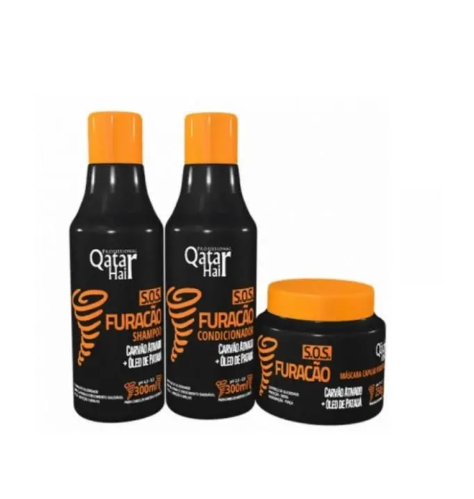 Sos Furacão Activated Charcoal Patua Oil Hurricane Hair Kit 3 Itens - Qatar Hair 1