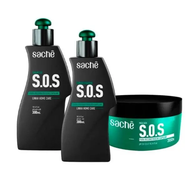 Sos Reconstruction Home Care Moisturizing Hair Treatment Kit 3X300ml - Sachê 1