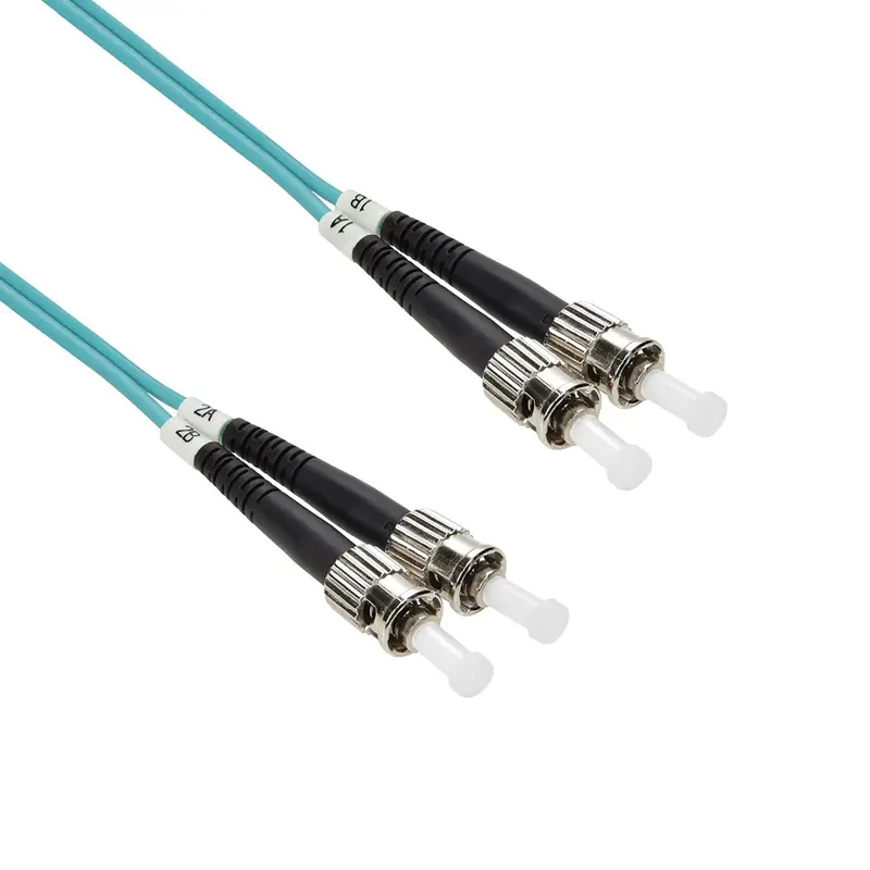 St/Upc-St/Upc 10Gb 50/125 Om3 Multimode Duplex Fiber Optic Cable Aqua 1