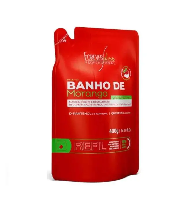 Strawberry Varnish Bath D-Panthenol Keratin Refill Hair Mask 400G - Forever Liss 1