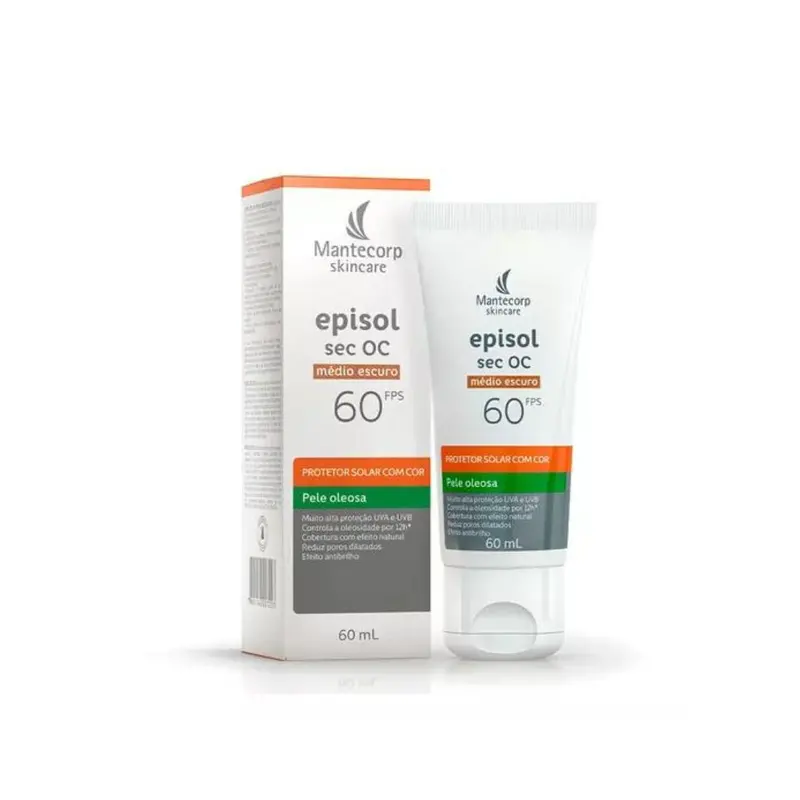 Sunscreen Episol Sec Oc W/ Color Medium Dark 60 Fps Skin Care 60Ml Mantecorp 1