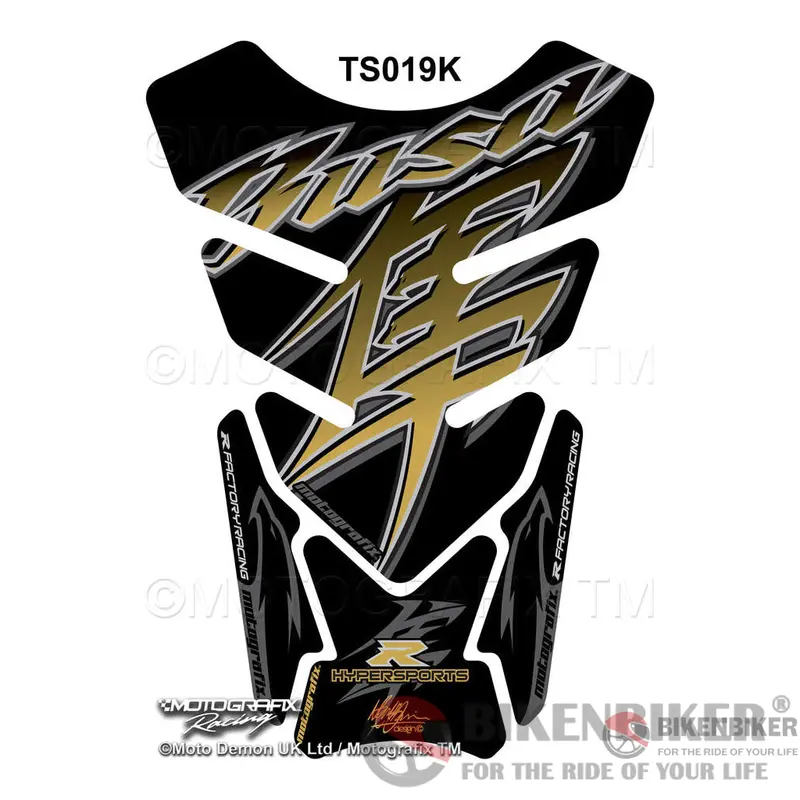 Suzuki Gsx1300r Hayabusa Black / Gold Motorcycle Tank Pad Protector Motografix 3D Gel Ts019k-Motografix 1