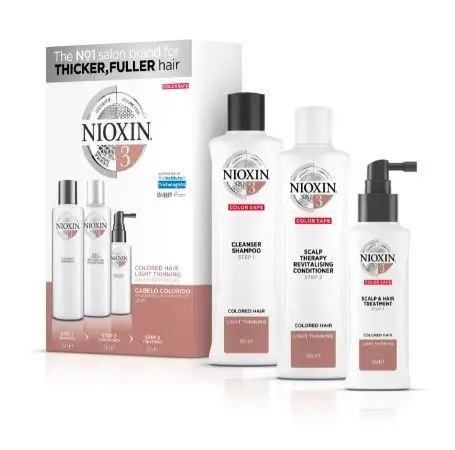 System 3 Colored Hair Thicker Fuller Light Tuning Treatment Kit 3 Prod. - Nioxin 1
