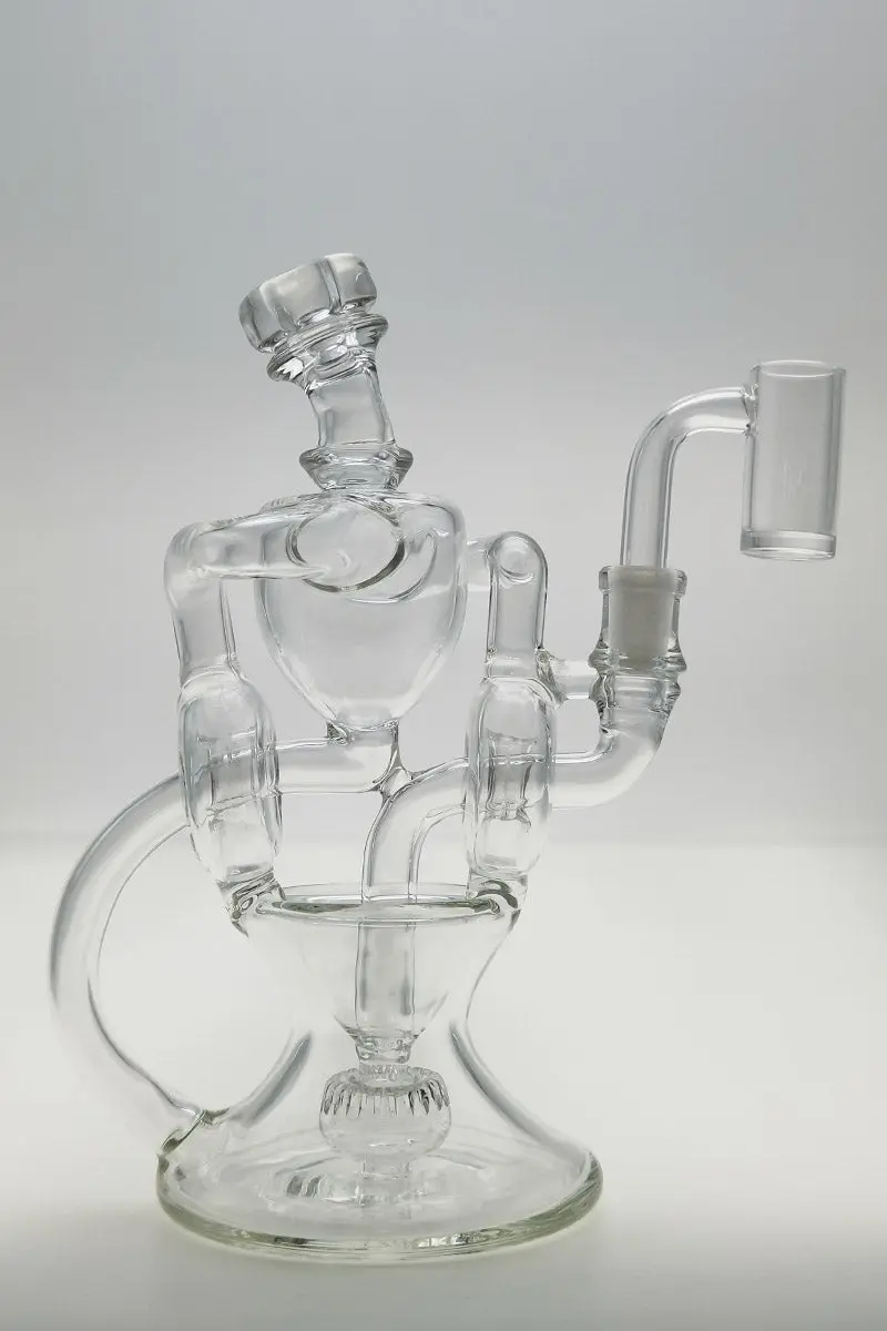 Tag - 8" Twin Arm Super Slit Donut Wormhole Recycler Dab Rig With Bellow Base (10Mm Female) 1