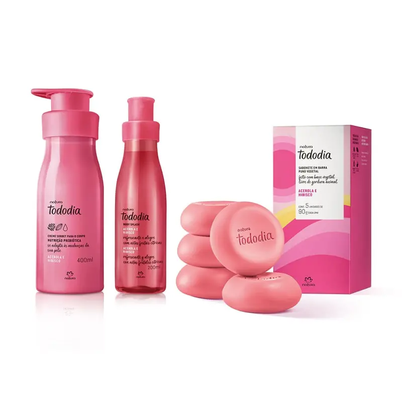 Todo Dia Acerola And Hibiscus Body Splash Cream Bar Soap Kit Natura 1
