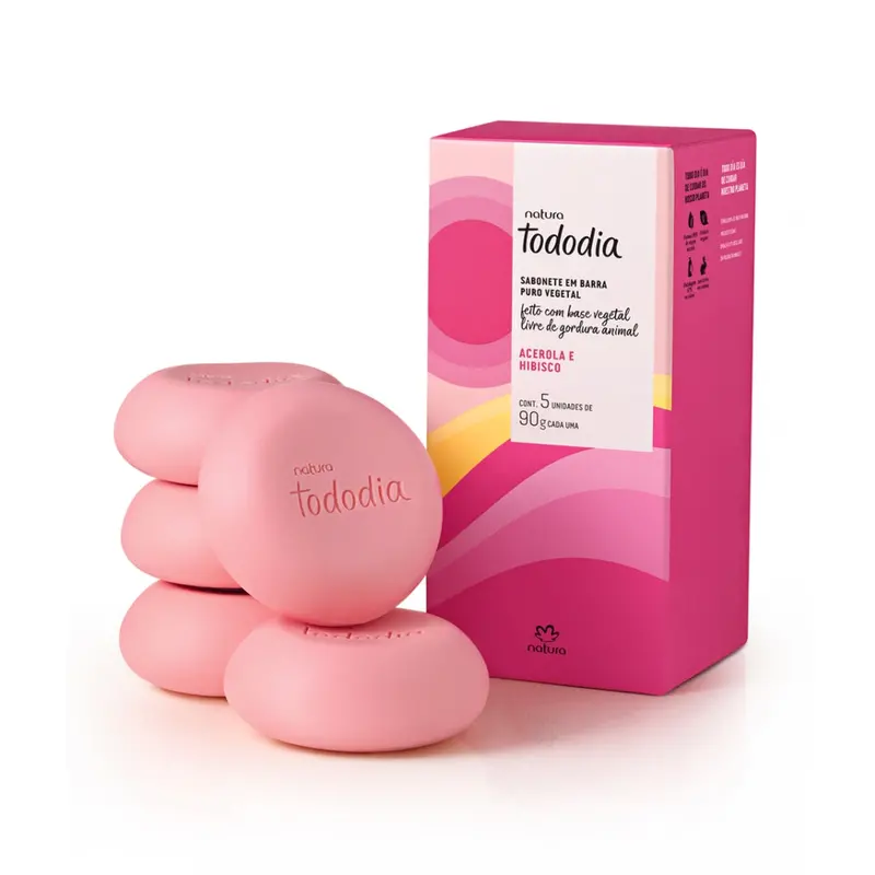Todo Dia Acerola And Hibiscus Pure Vegetable Bar Soap 5X 90G Natura 1