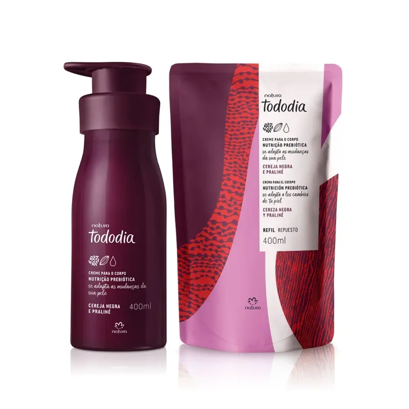 Todo Dia Black Cherry Praline Body Nourishing Cream + Refill Kit Natura 1