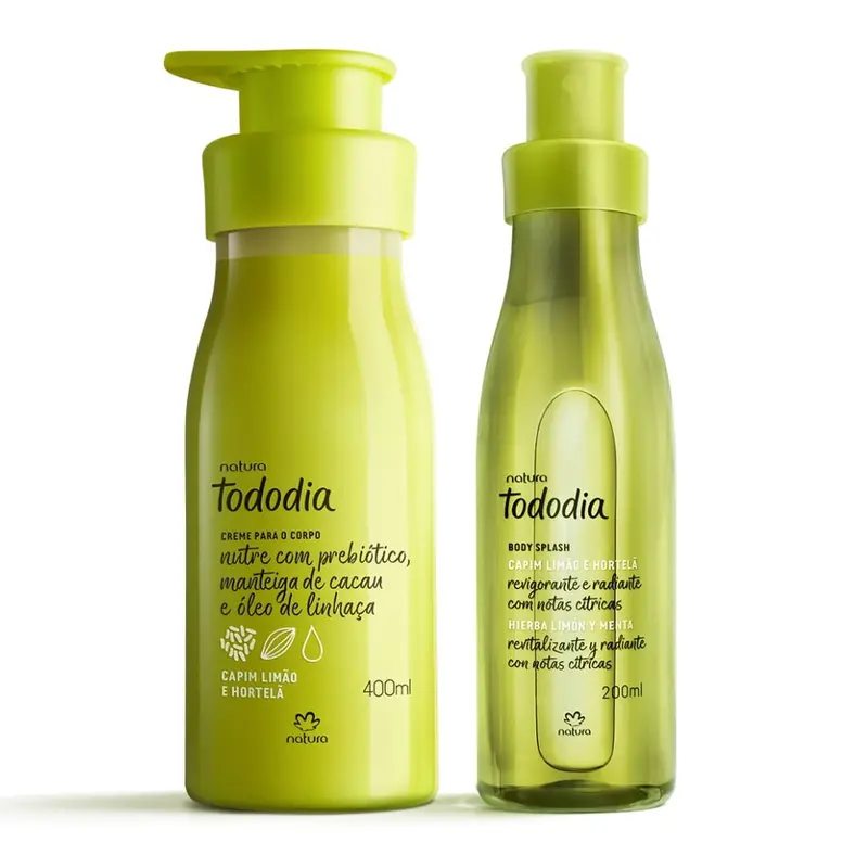 Todo Dia Lemongrass Mint Body Moisturizing Cream Body Splash Kit Natura 1